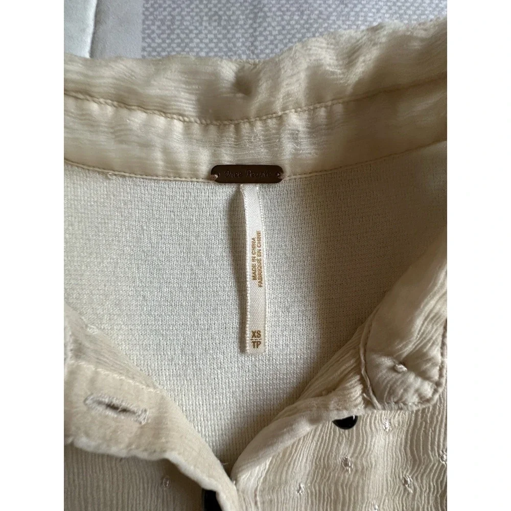 Free People Ivory & Black Apron Style Dress XS Sleeveless Collar - Picture 9 of 12
